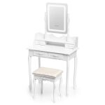 Specchio da Trucco con Sedia e Illuminazione LED – 5 Cassetti – Bianco