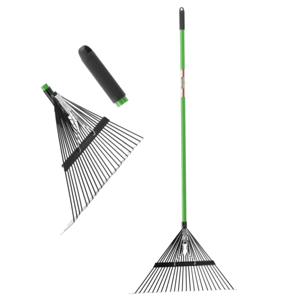 Rastrello da Giardino Regolabile con Manico in Fibra di Vetro 150 cm