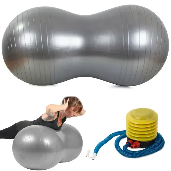 Palla fitness e riabilitazione doppia 40 cm in PVC con pompa – colore argento