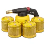 Cannello a Gas TOPEX con 4 Cartucce da 190 g – Bruciatore per Saldatura e Riscaldamento