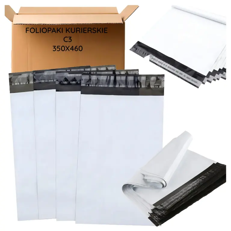 Buste per Spedizioni Bianche C3 350 × 460 mm – 50 Pezzi, Autoadesive, Opache e Impermeabili, 55 Micron