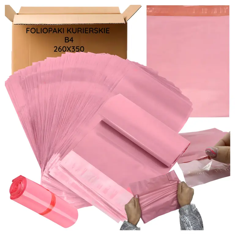 Buste per Spedizioni Rosa B4 260 × 350 mm – 50 Pezzi, Autoadesive, Opache e Resistenti all'Umidità, 55 Micron