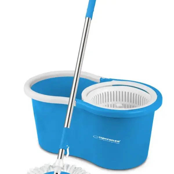 Esperanza Perfect Clean – Set Mocio Rotante a 360° con Secchio, Manico in Acciaio Inox da 125 cm e Panno in Microfibra