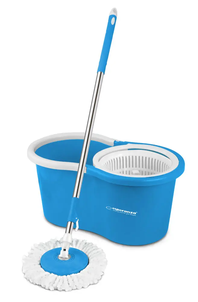 Esperanza Perfect Clean – Set Mocio Rotante a 360° con Secchio, Manico in Acciaio Inox da 125 cm e Panno in Microfibra